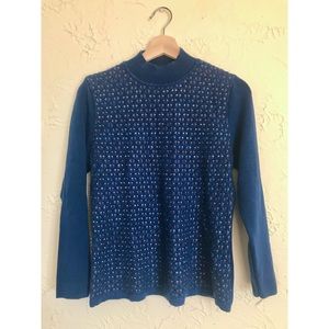 XS/S unique Scandinavian knit navy long-sleeve top